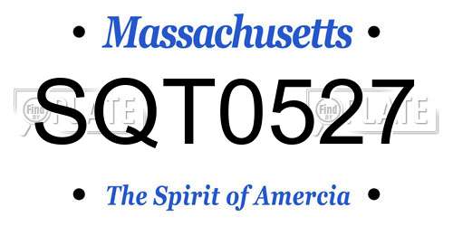 SQT0527 Massachusetts License Plate