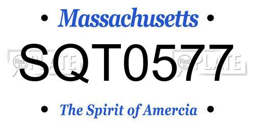 SQT0577 Massachusetts License Plate