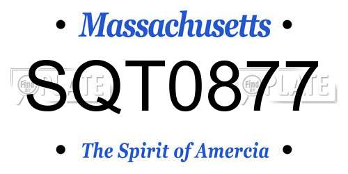SQT0877 Massachusetts License Plate