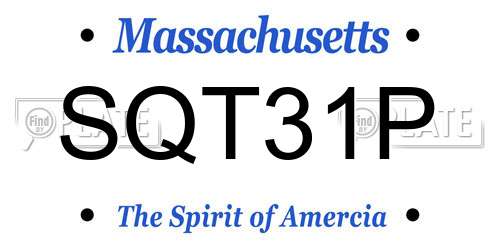 SQT31P Massachusetts License Plate