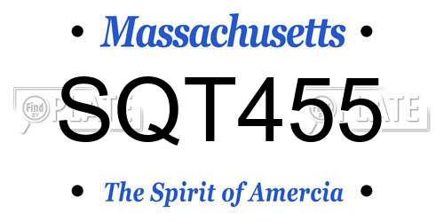 SQT455 Massachusetts License Plate