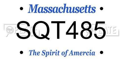 SQT485 Massachusetts License Plate