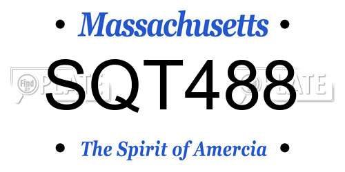 SQT488 Massachusetts License Plate