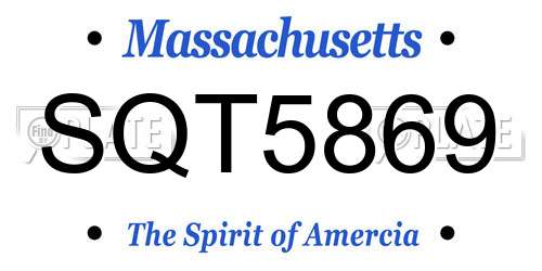 SQT5869 Massachusetts License Plate