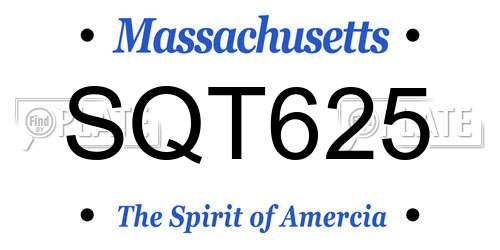 SQT625 Massachusetts License Plate