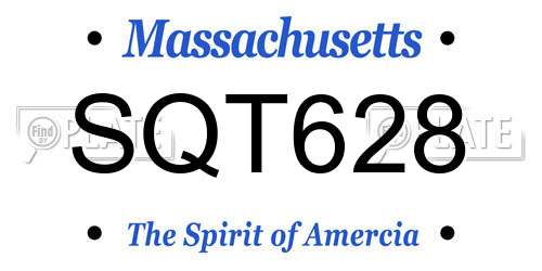 SQT628 Massachusetts License Plate
