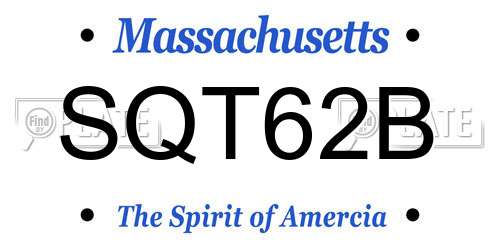 SQT62B Massachusetts License Plate