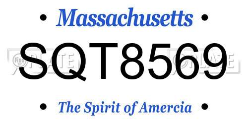 SQT8569 Massachusetts License Plate
