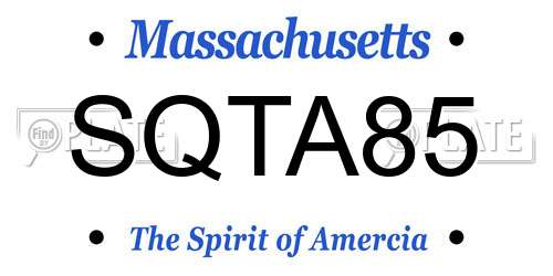 SQTA85 Massachusetts License Plate