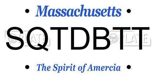SQTDBTT Massachusetts License Plate