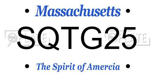 SQTG25 Massachusetts License Plate