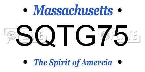 SQTG75 Massachusetts License Plate