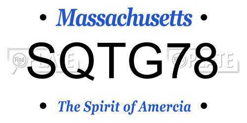 SQTG78 Massachusetts License Plate