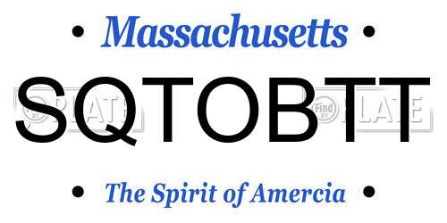 SQTOBTT Massachusetts License Plate