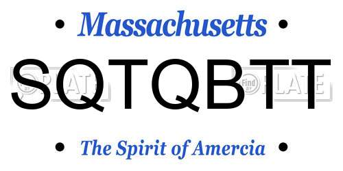 SQTQBTT Massachusetts License Plate