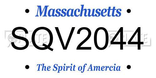 SQV2044 Massachusetts License Plate