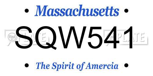 SQW541 Massachusetts License Plate