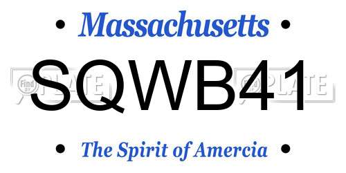 SQWB41 Massachusetts License Plate