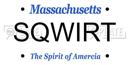 SQWIRT Massachusetts License Plate