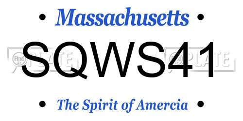 SQWS41 Massachusetts License Plate