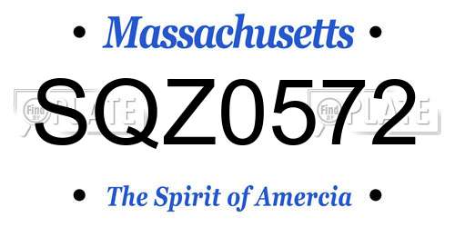 SQZ0572 Massachusetts License Plate