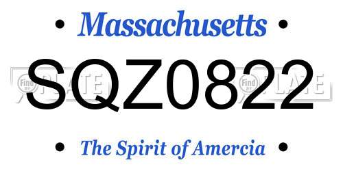 SQZ0822 Massachusetts License Plate