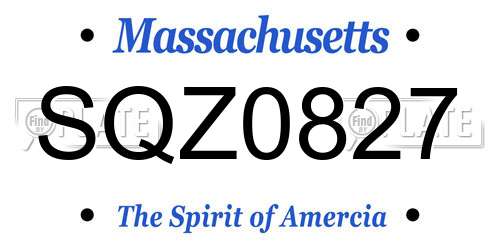 SQZ0827 Massachusetts License Plate