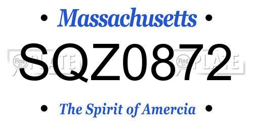 SQZ0872 Massachusetts License Plate