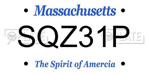 SQZ31P Massachusetts License Plate