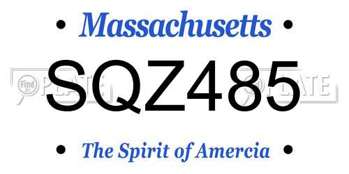 SQZ485 Massachusetts License Plate