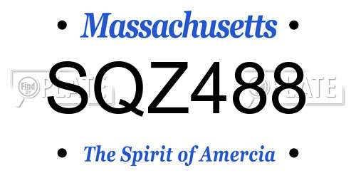 SQZ488 Massachusetts License Plate