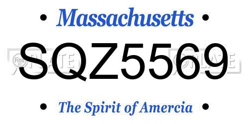 SQZ5569 Massachusetts License Plate