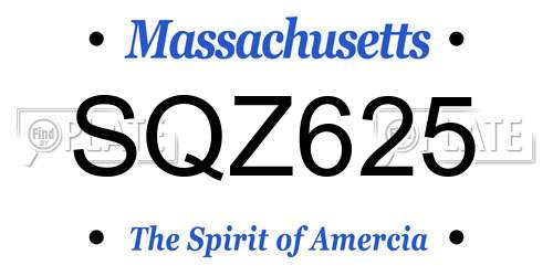 SQZ625 Massachusetts License Plate