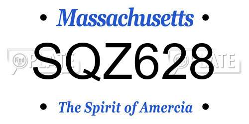 SQZ628 Massachusetts License Plate