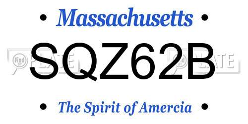 SQZ62B Massachusetts License Plate