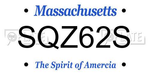 SQZ62S Massachusetts License Plate