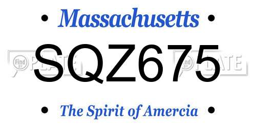 SQZ675 Massachusetts License Plate