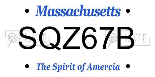 SQZ67B Massachusetts License Plate