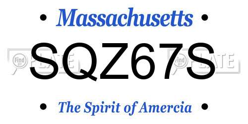 SQZ67S Massachusetts License Plate