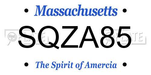 SQZA85 Massachusetts License Plate