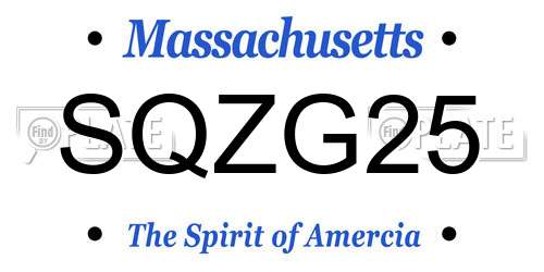 SQZG25 Massachusetts License Plate