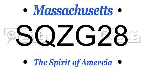 SQZG28 Massachusetts License Plate