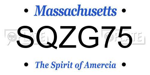 SQZG75 Massachusetts License Plate