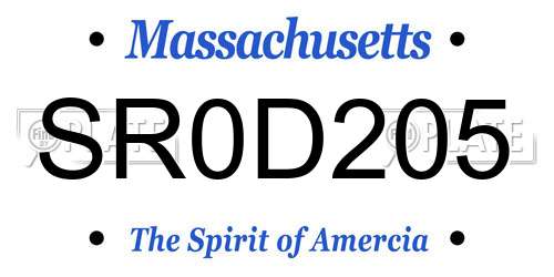SR0D205 Massachusetts License Plate