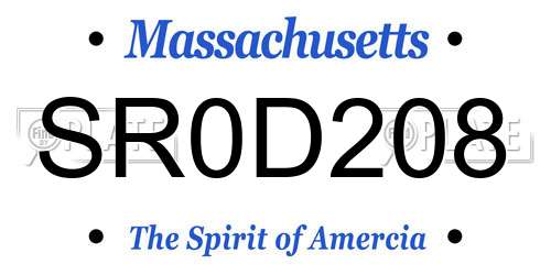 SR0D208 Massachusetts License Plate