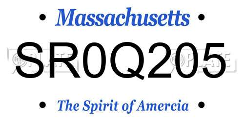 SR0Q205 Massachusetts License Plate