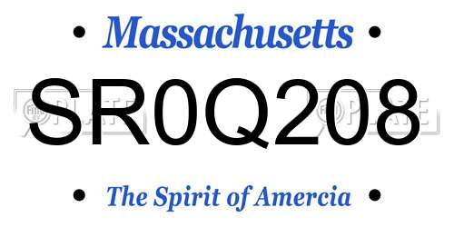 SR0Q208 Massachusetts License Plate