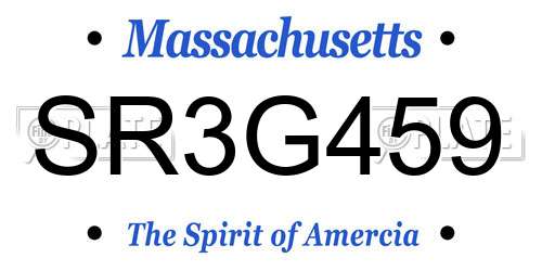 SR3G459 Massachusetts License Plate