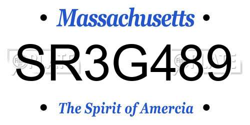 SR3G489 Massachusetts License Plate