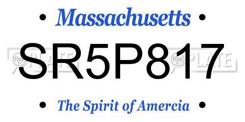 SR5P817 Massachusetts License Plate
